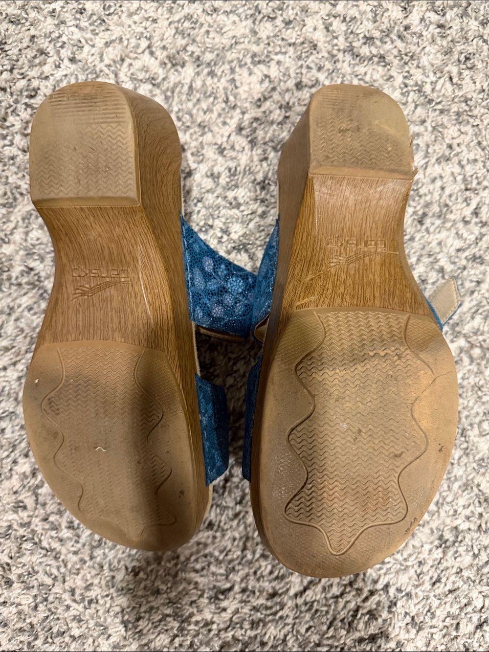 Dansko Teal Patterned Dual-Buckle Slide Mules - Picture 2 of 5